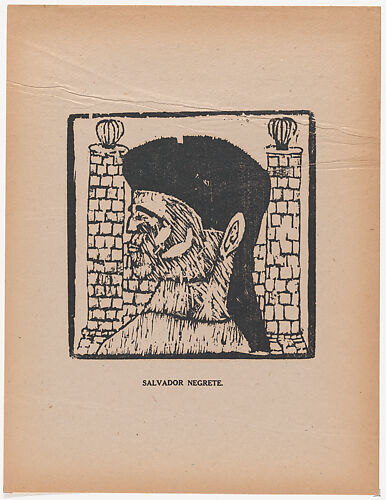 Profile of a man facing left, from the portfolio 'Los pequeños grabadores en madera, alumnos de la Escuela Preparatoria de Jalisco' (Guadalajara, Mexico 1925).