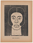 Head a woman facing the viewer, from the portfolio 'Los pequeños grabadores en madera, alumnos de la Escuela Preparatoria de Jalisco' (Guadalajara, Mexico 1925).