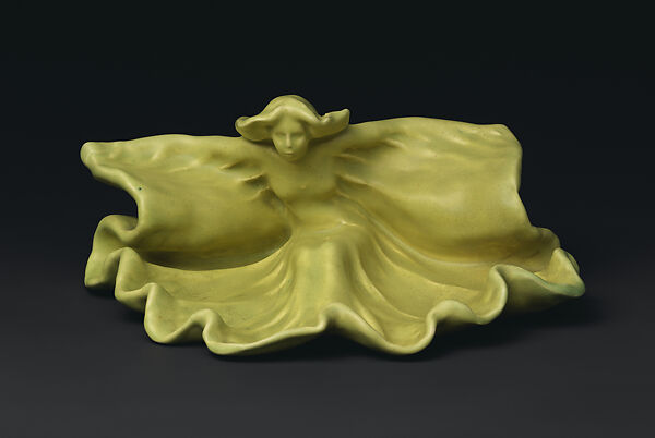 Card tray with Loie Fuller, Designed by Anna Marie Valentien (American, 1862–1947), Earthenware, American 