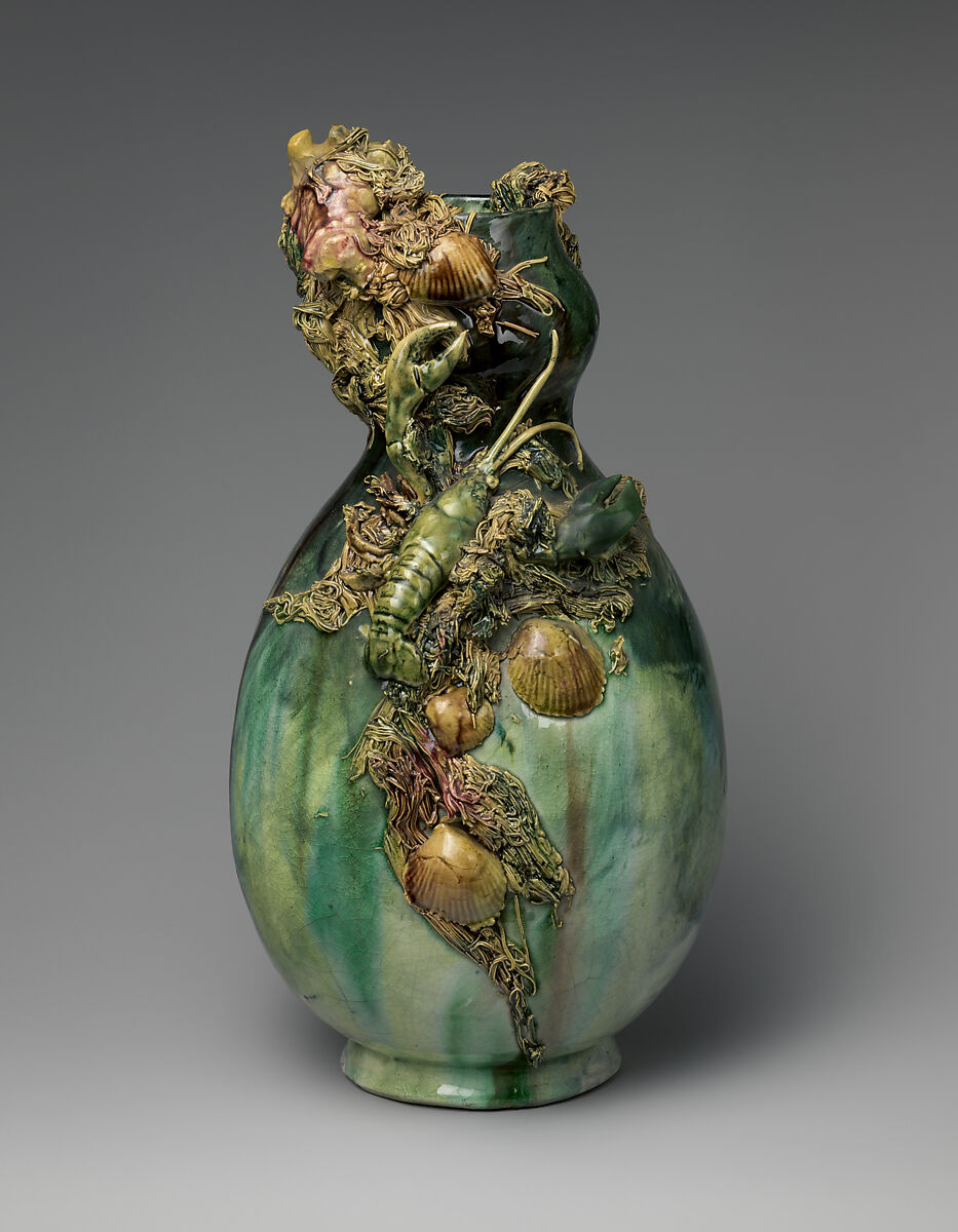 Vase with marine life, Thomas J. Wheatley  American, Earthenware, American