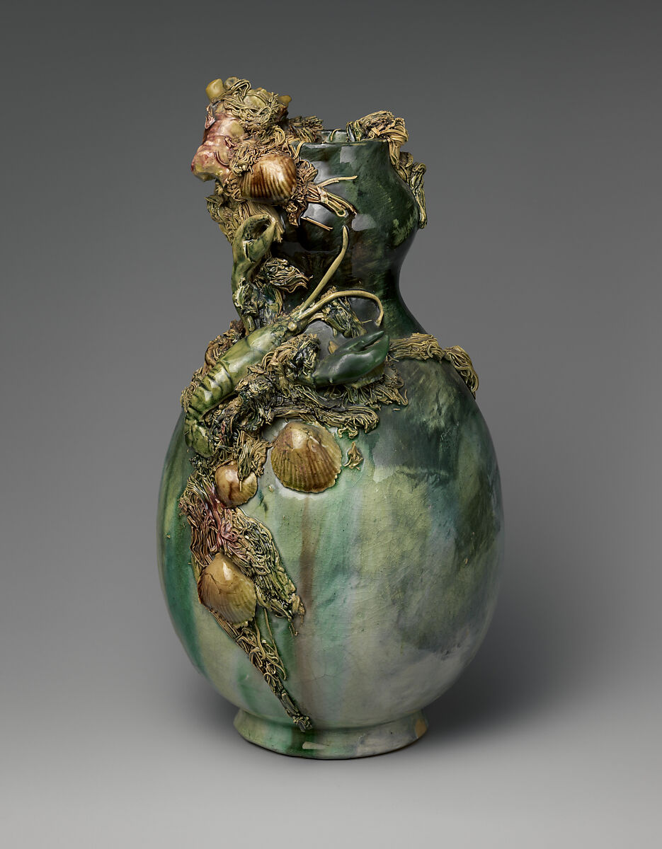 Vase with marine life, Thomas J. Wheatley (1853–1917), Earthenware, American