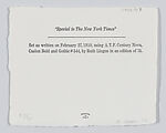 Women Can’t Be Artists (special to the NY Times, February 27, 1910), Ruth Lingen (American, born Minnesota, 1958), Letterpress from handset type on handmade paper