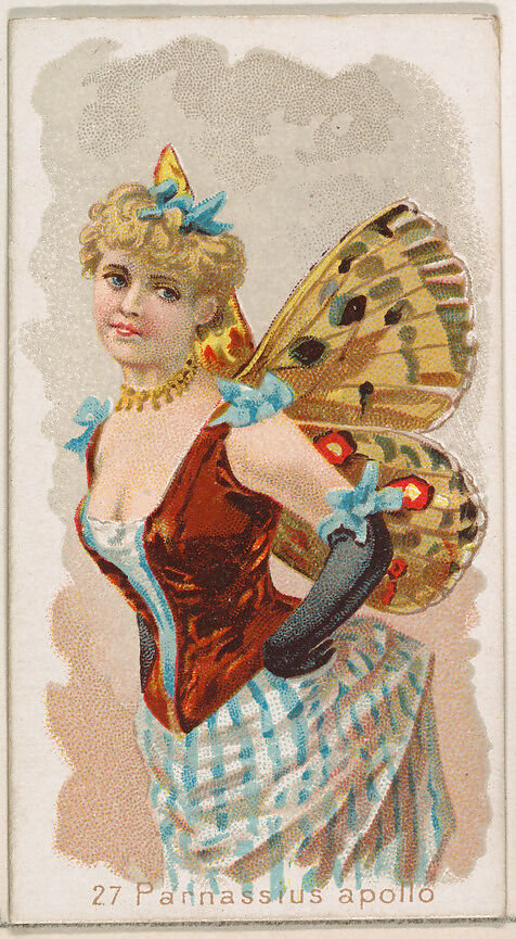 Card 27, Parnassius Apollo, from the Butterflies series (N183) issued by Wm. S. Kimball & Co., Issued by William S. Kimball &amp; Company, Commercial color lithograph 