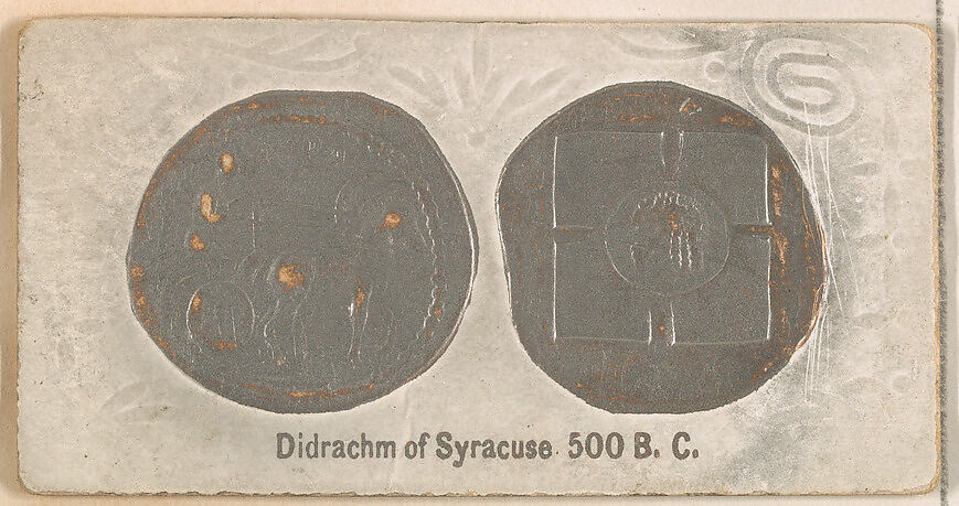 Didrachm of Syracuse, 500 B.C., from the Ancient Coins series (N180) issued by Wm. S. Kimball & Co., Issued by William S. Kimball &amp; Company, Commercial color lithograph 