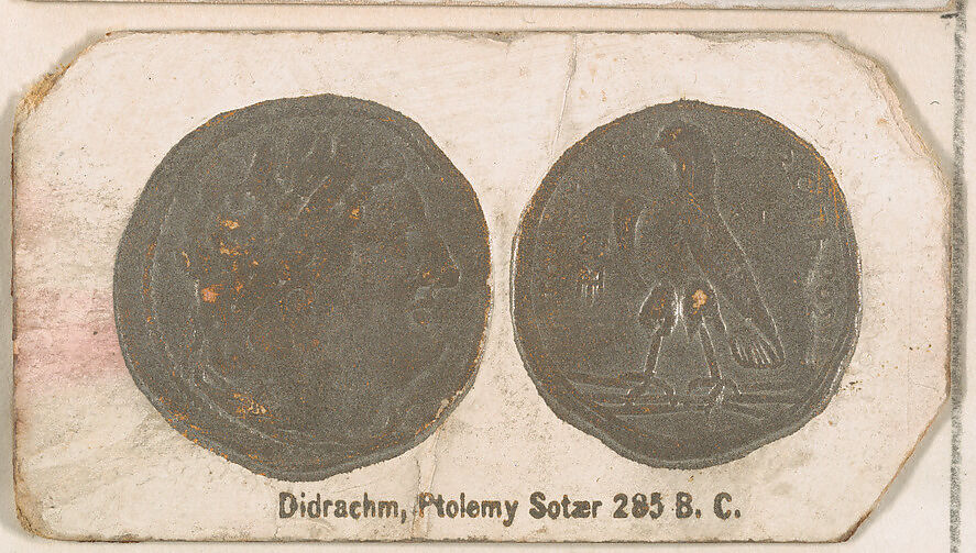 Didrachm Ptolemy Sotaer, 285 B.C., from the Ancient Coins series (N180) issued by Wm. S. Kimball & Co., Issued by William S. Kimball &amp; Company, Commercial color lithograph 