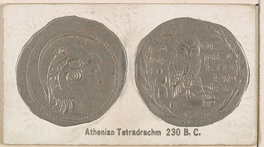 Athenian Tetradrachm, 230 B.C., from the Ancient Coins series (N180) issued by Wm. S. Kimball & Co., Issued by William S. Kimball &amp; Company, Commercial color lithograph 