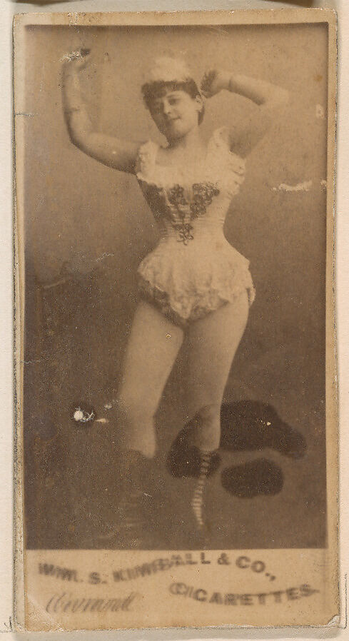 Actress standing with arms above head, from the Actresses series (N203) issued by Wm. S. Kimball & Co., Issued by William S. Kimball &amp; Company, Commercial color lithograph 