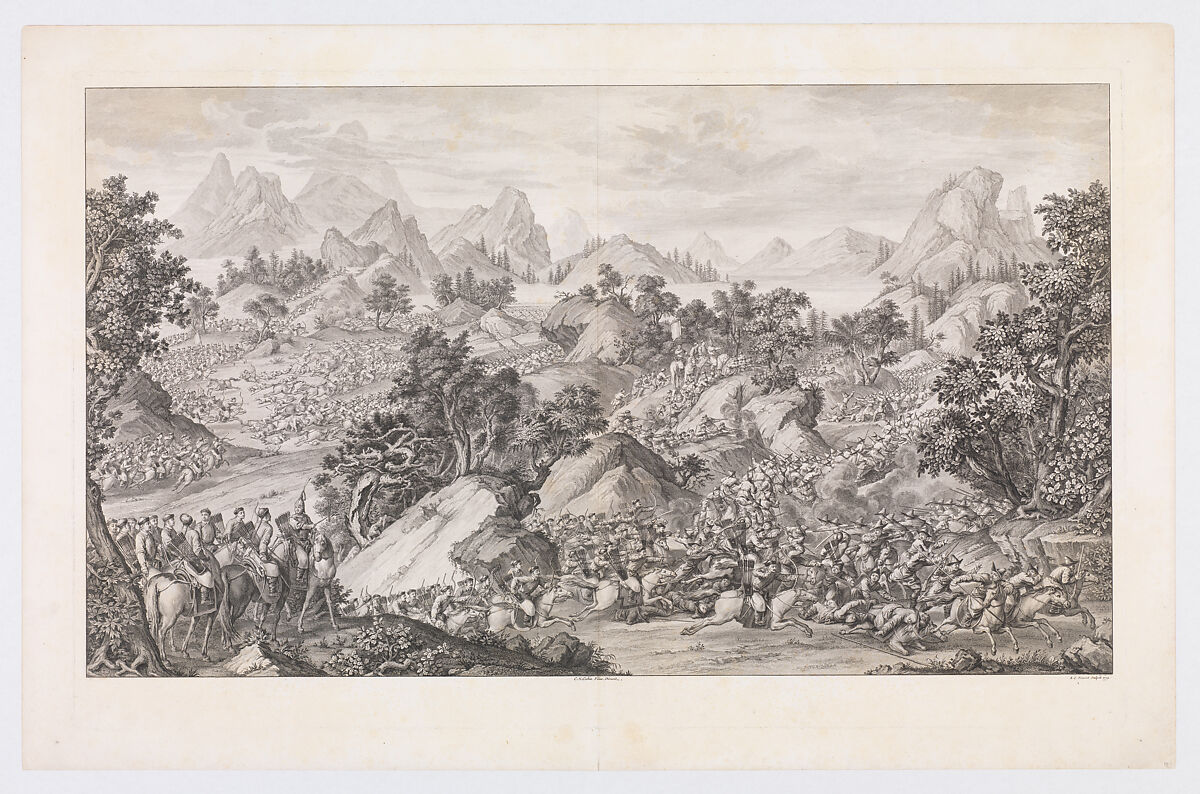 The Battle of Qoš-qulaq, Benoit Louis Prevost (French, 1747–ca. 1804), Etching and engraving 