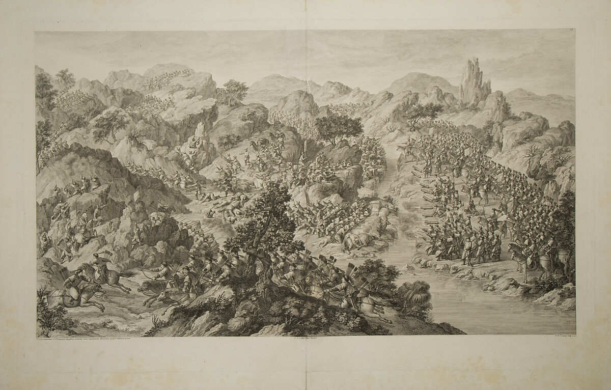 The Battle of Yešil-köl-nör, Charles Nicolas Cochin II (French, Paris 1715–1790 Paris), Etching and engraving