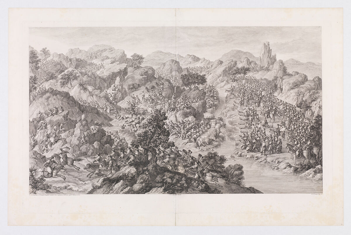 The Battle of Yešil-köl-nör, Charles Nicolas Cochin II (French, Paris 1715–1790 Paris), Etching and engraving 