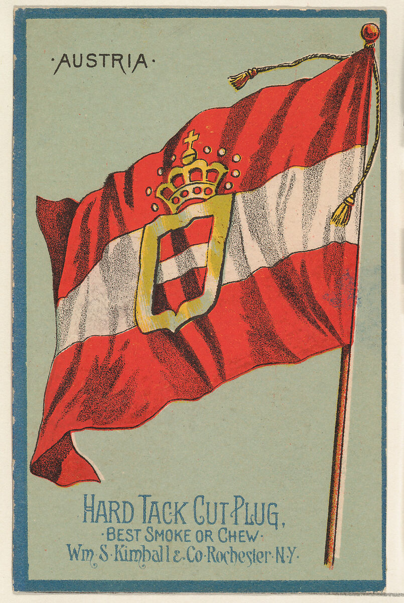 Austria, from the National Flags series (N195) issued by Wm. S. Kimball & Co., Issued by William S. Kimball &amp; Company, Commercial color lithograph 