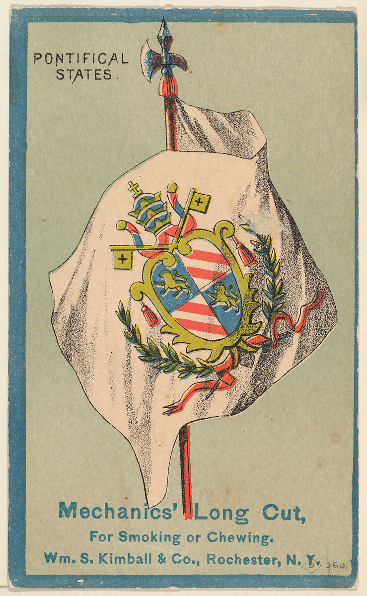 Pontifical States, from the National Flags series (N195) issued by Wm. S. Kimball & Co., Issued by William S. Kimball &amp; Company, Commercial color lithograph 