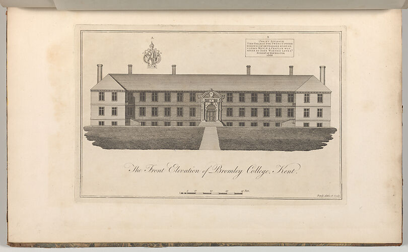 The Front Elevation of Bromley College, Kent, from Edward Hasted's, The History and Topographical Survey of the County of Kent, vols. 1-3