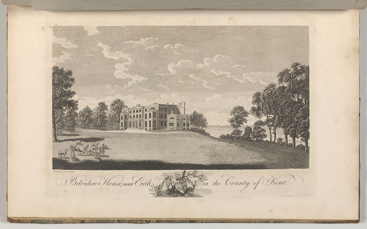 Belvidere House, near Erith, in the County of Kent, from Edward Hasted's, The History and Topographical Survey of the County of Kent, vols. 1-3, Drawn and etched by Richard Bernard Godfrey (British, ca. 1728–1795 after), Etching and engraving 