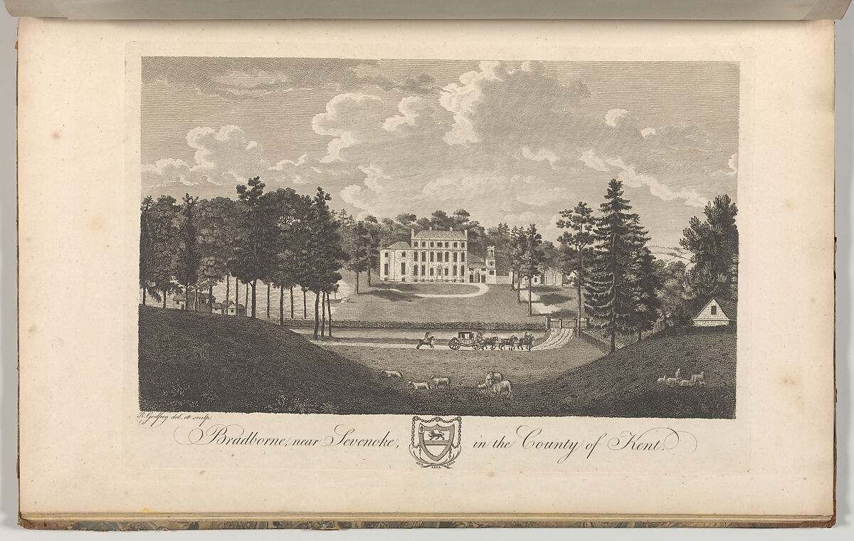 Bradborne, near Sevenoke, in the County of Kent, from Edward Hasted's, The History and Topographical Survey of the County of Kent, vols. 1-3, Drawn and etched by Richard Bernard Godfrey (British, ca. 1728–1795 after), Etching and engraving 