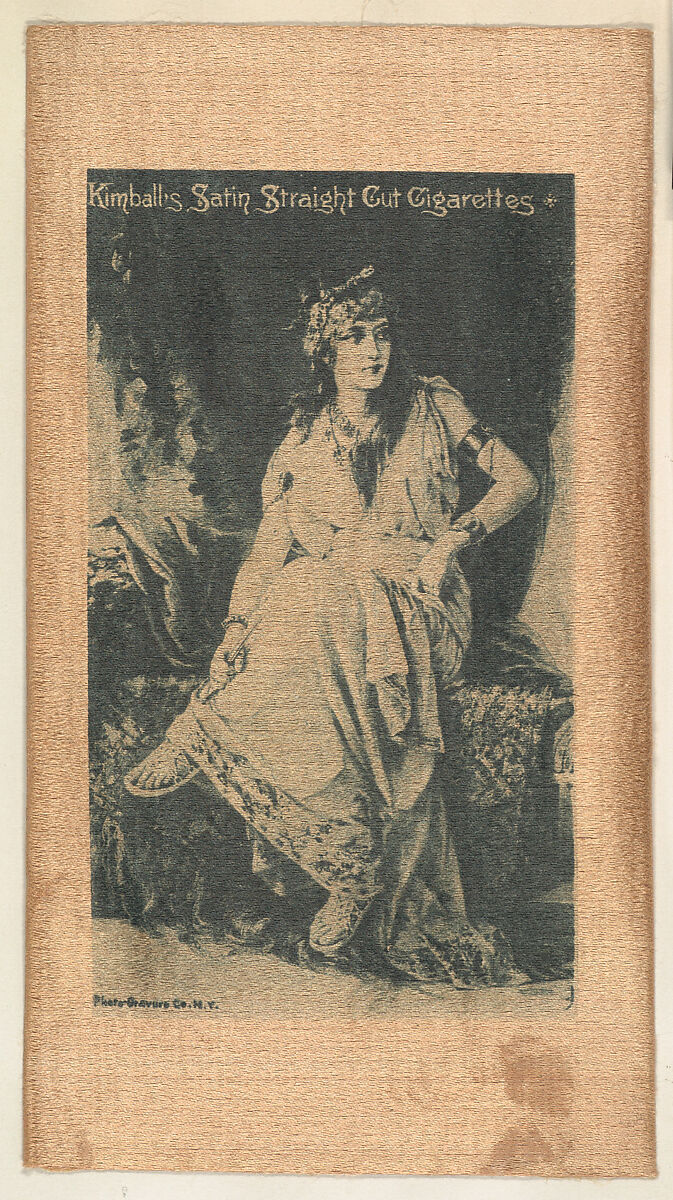 Seated woman (on brown silk), from the Girl Art Subjects series (N193) issued by Wm. S. Kimball & Co., Issued by William S. Kimball &amp; Company, Commercial lithograph printed on silk 