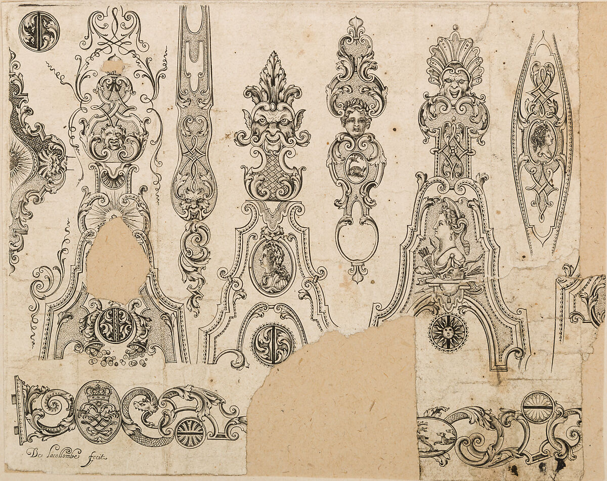 Plate Three from Nouveavx Desseins D'Arquebvseries, De Lacollombe (French, Paris, active ca. 1702–ca. 1736), Engraving, French, Paris 