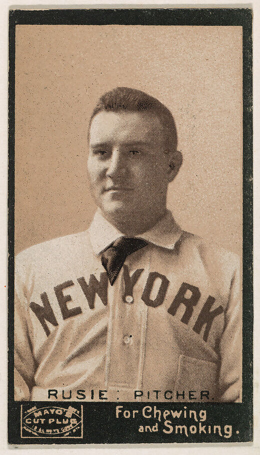 Rusie, Pitcher, New York, from Mayo's Cut Plug Baseball series (N300), Issued by P.H. Mayo &amp; Brother, Richmond, Virginia (American), Commercial lithograph 