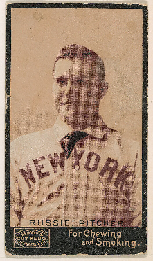 Russie, Pitcher, New York, from Mayo's Cut Plug Baseball series (N300), Issued by P.H. Mayo &amp; Brother, Richmond, Virginia (American), Commercial lithograph 