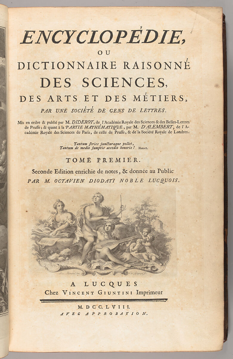 Encyclopédie, ou Dictionnaire raisonné des sciences, des arts et des métiers, par une société de gens de lettres, Denis Diderot  French