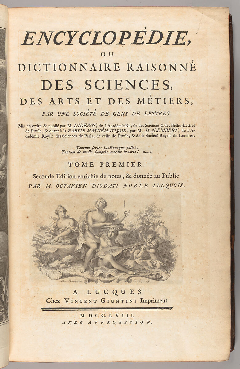 Encyclopédie, ou Dictionnaire raisonné des sciences, des arts et des métiers, par une société de gens de lettres, Denis Diderot (French, 1713–1784) 