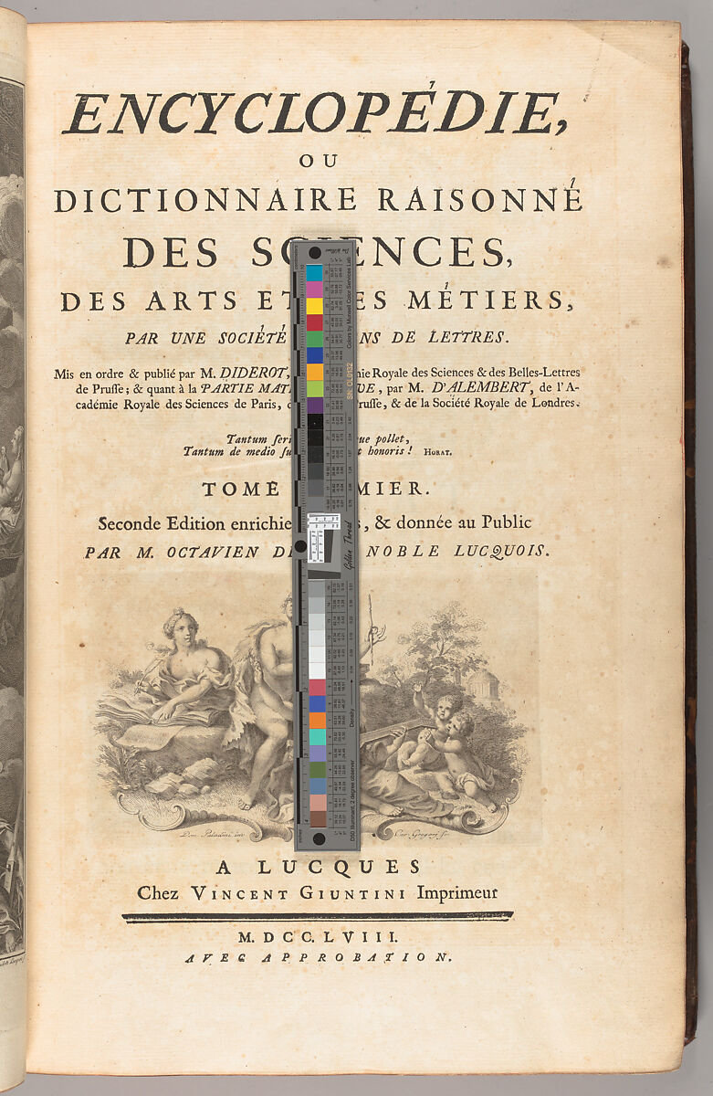 Encyclopédie, ou Dictionnaire raisonné des sciences, des arts et des métiers, par une société de gens de lettres, Denis Diderot (French, 1713–1784)