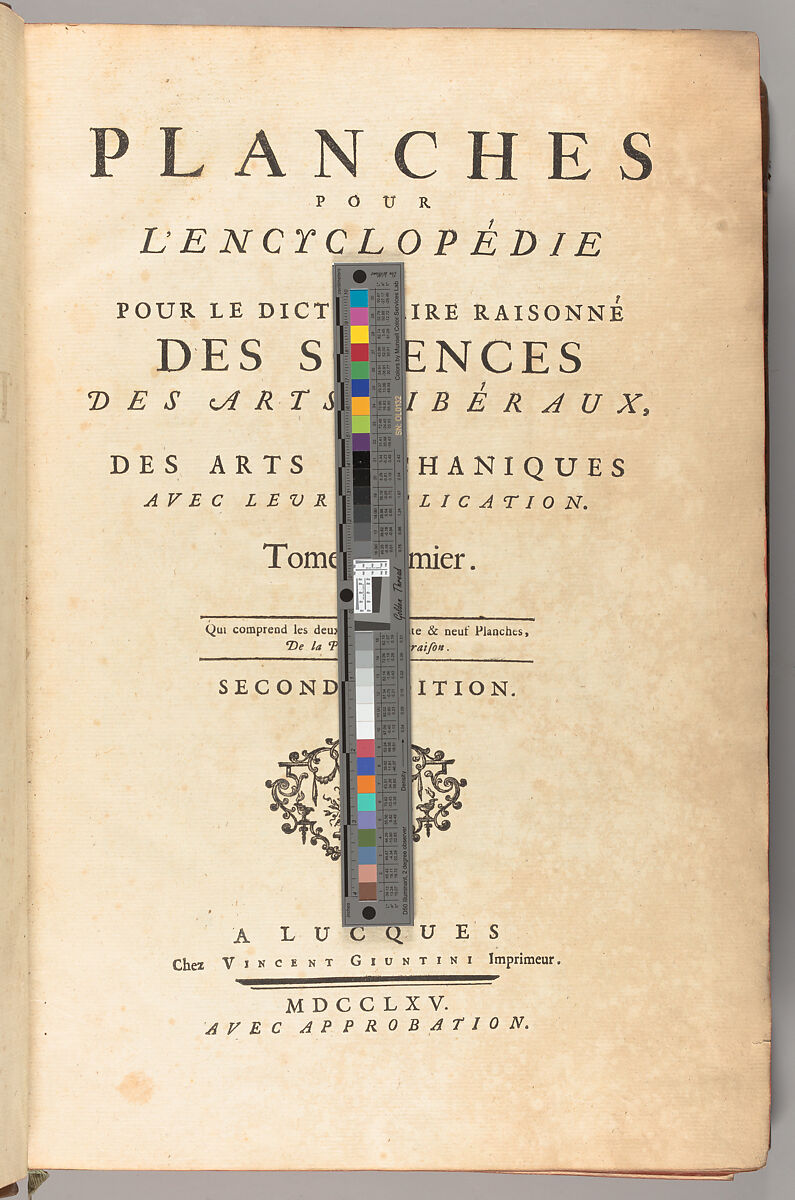 Planches pour l'Encyclopédie, ou pour le Dictionaire raisonné des sciences, des arts libéraux, et des arts méchaniques, avec leur explication, Denis Diderot (French, 1713–1784)