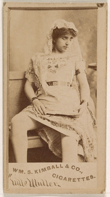Mlle. Muller, from the Actresses series (N203) issued by Wm. S. Kimball & Co., Issued by William S. Kimball &amp; Company, Commercial color lithograph 