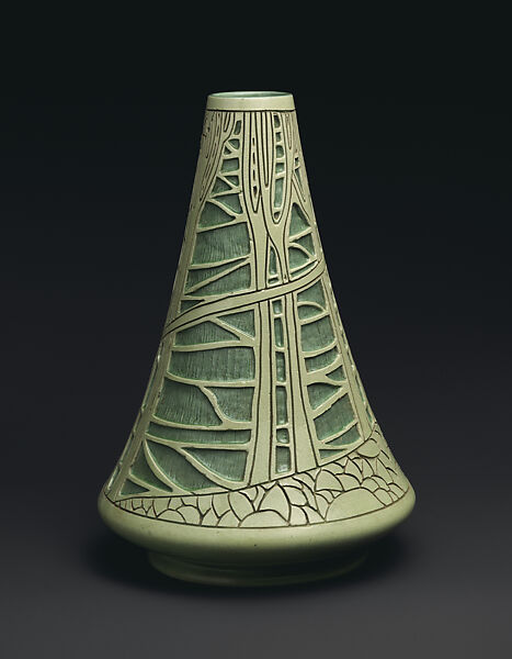 Della Robbia vase with trees, Frederick Hurten Rhead  American, born England, Earthenware, American