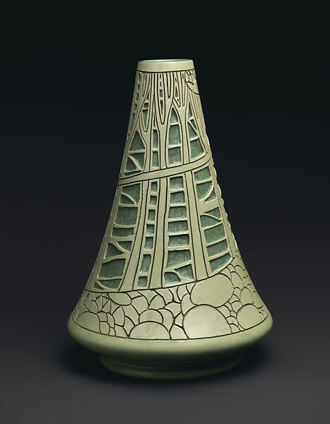 Della Robbia vase with trees, Designed by Frederick Hurten Rhead (American (born England), Hanley, Stoke-on-Trent 1880–1942 New York), Earthenware, American