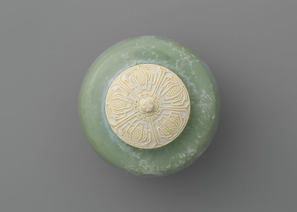 Covered vase on stand with teasel, Adelaide Alsop Robineau (American, Middletown, Connecticut, 1865–1929 Syracuse, New York), Porcelain, American