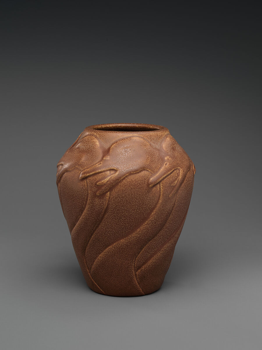 Vase with geese, Designed by Artus Van Briggle (American, Felicity, Ohio 1869–1904 Colorado Springs, Colorado), Stoneware, American 