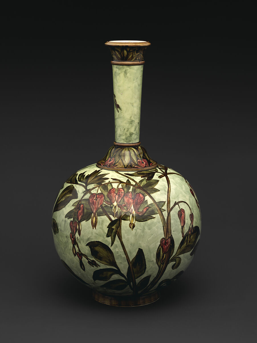 Vase with bleeding hearts, John Bennett  American, Earthenware, American