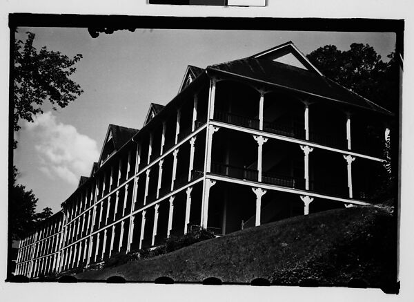 [Sixteen 35mm Film Frames on Uncut Roll: Hotels, Bedford Springs, Pennsylvania], Walker Evans (American, St. Louis, Missouri 1903–1975 New Haven, Connecticut), Film negative