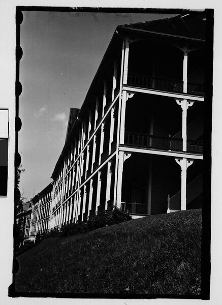 [Sixteen 35mm Film Frames on Uncut Roll: Hotels, Bedford Springs, Pennsylvania], Walker Evans (American, St. Louis, Missouri 1903–1975 New Haven, Connecticut), Film negative