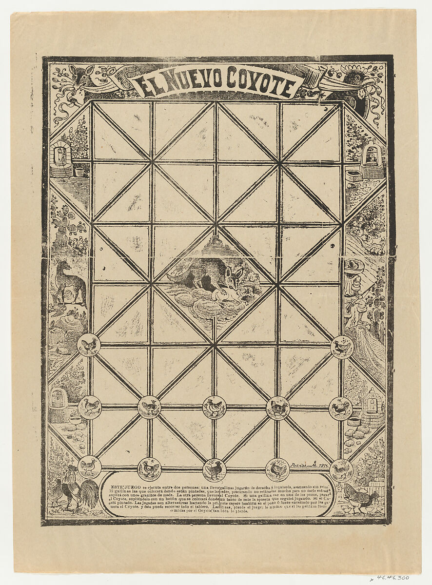 Game of the Coyote, José Guadalupe Posada (Mexican, Aguascalientes 1852–1913 Mexico City), Zincograph and letterpress 