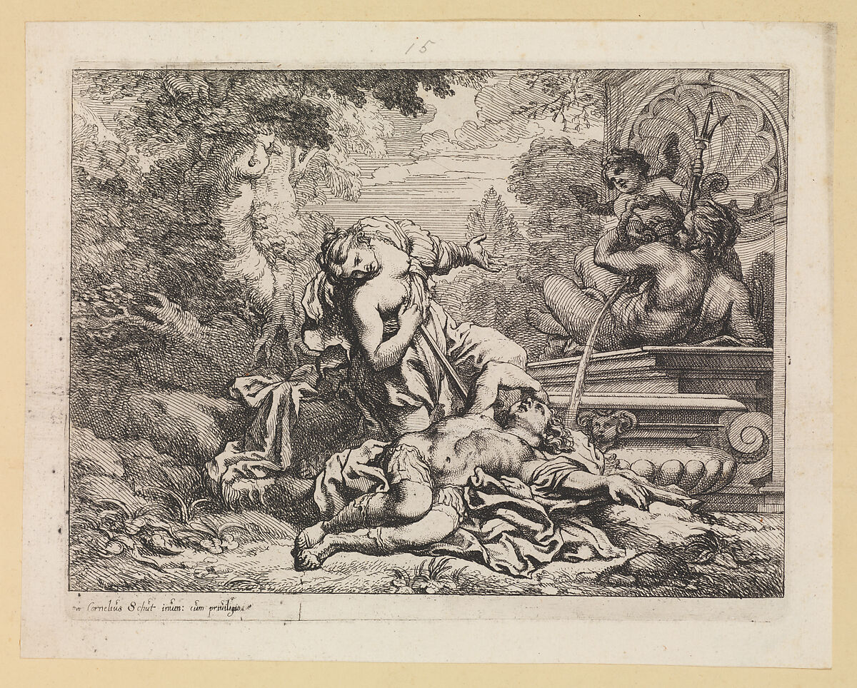 Pyramus and Thisbe, Cornelis Schut (Flemish, Antwerp 1597–1655 Antwerp), Etching 