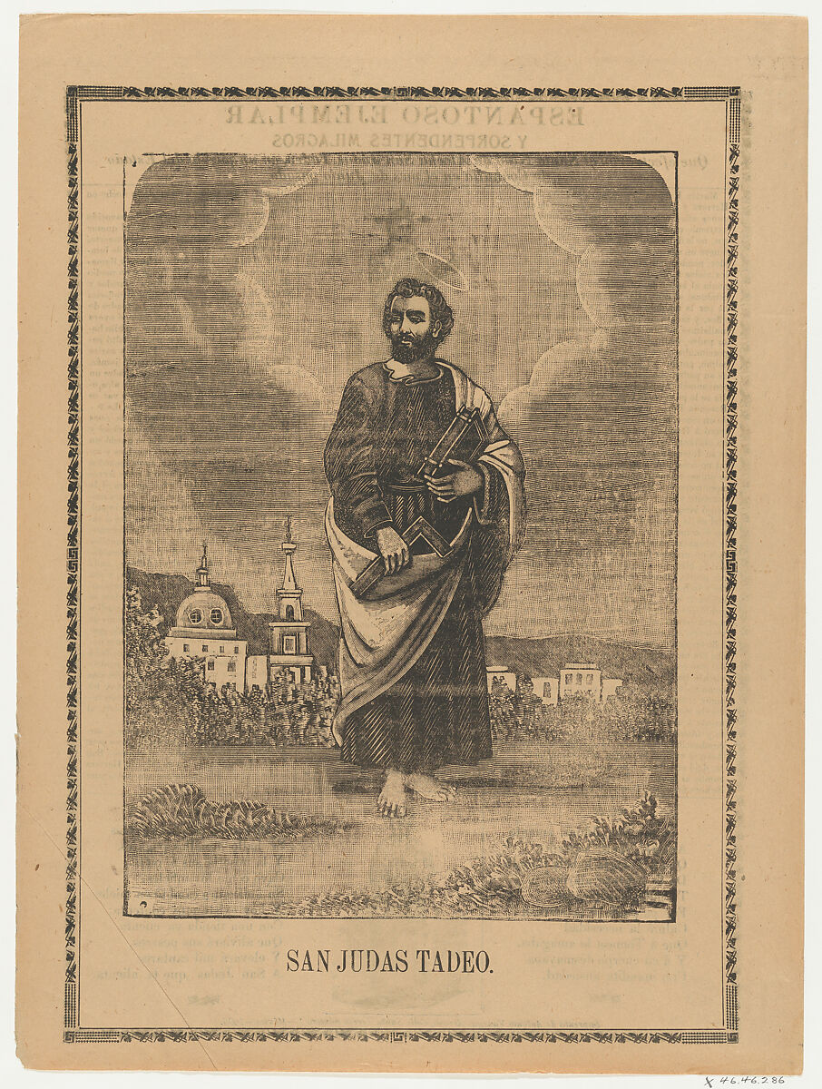 Broadsheet depicting Saint Judas Thaddeus, Anonymous, Photorelief and letterpress 