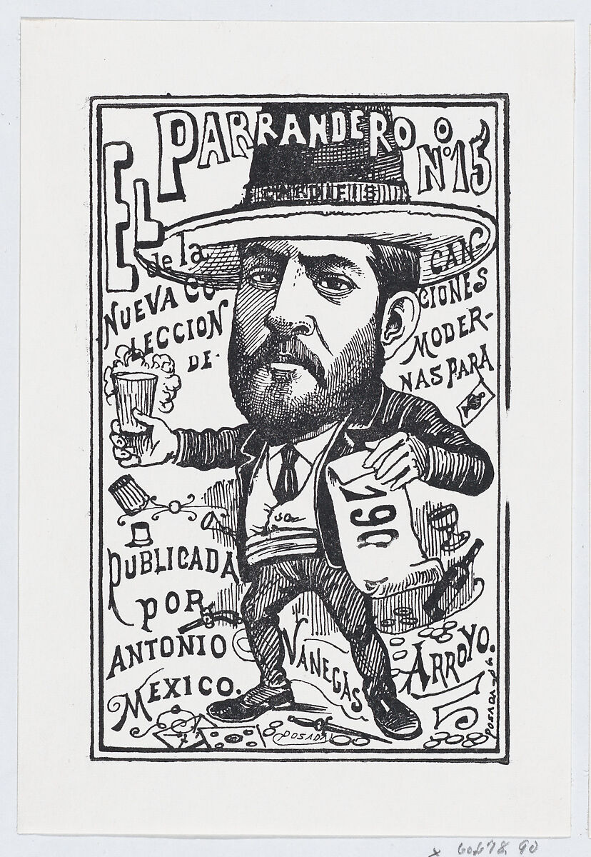 A vendor of a new collection of songs, José Guadalupe Posada (Mexican, Aguascalientes 1852–1913 Mexico City), Type-metal engraving 