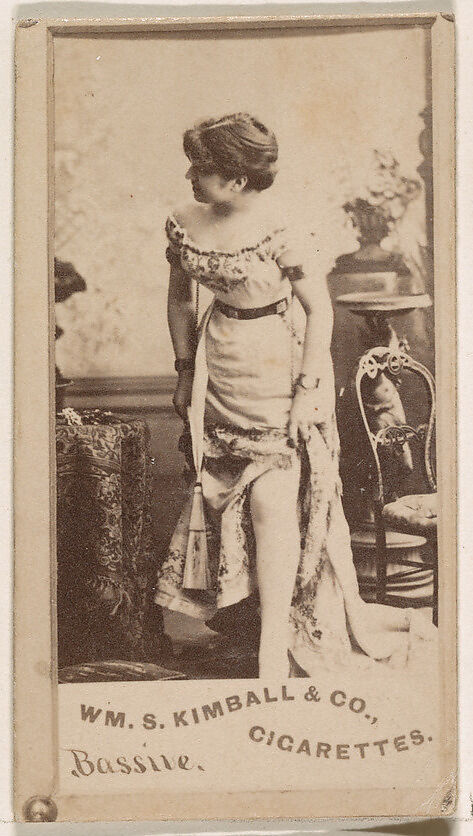 Miss Bassive, from the Actresses series (N203) issued by Wm. S. Kimball & Co., Issued by William S. Kimball &amp; Company, Commercial color lithograph