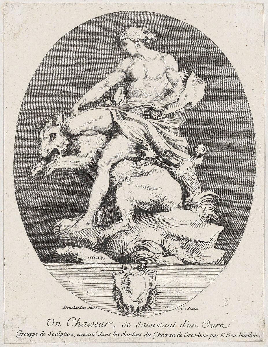 A Hunter Grabbing a Bear, Etched by Anne Claude Philippe de Tubières, comte de Caylus (French, Paris 1692–1765 Paris), Etching 