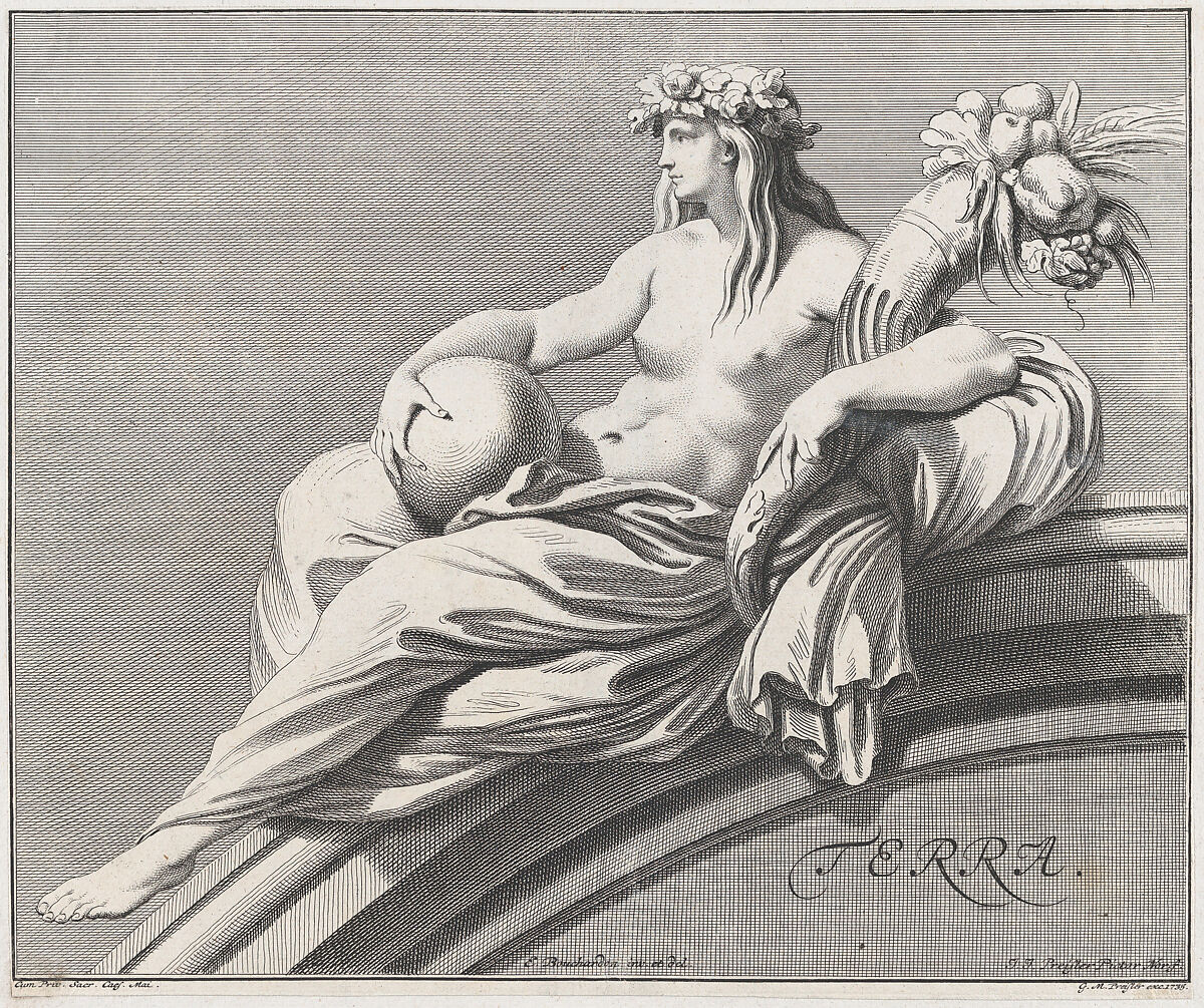 Earth, Johann Justin Preissler (German, 1698–1771), Engraving 