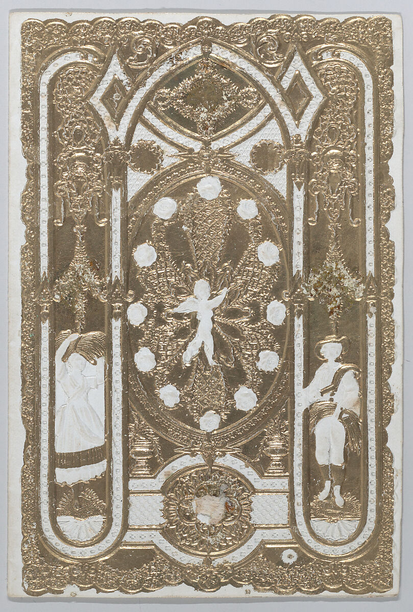 Valentine, Anonymous, Gilded lace paper, motto scrap