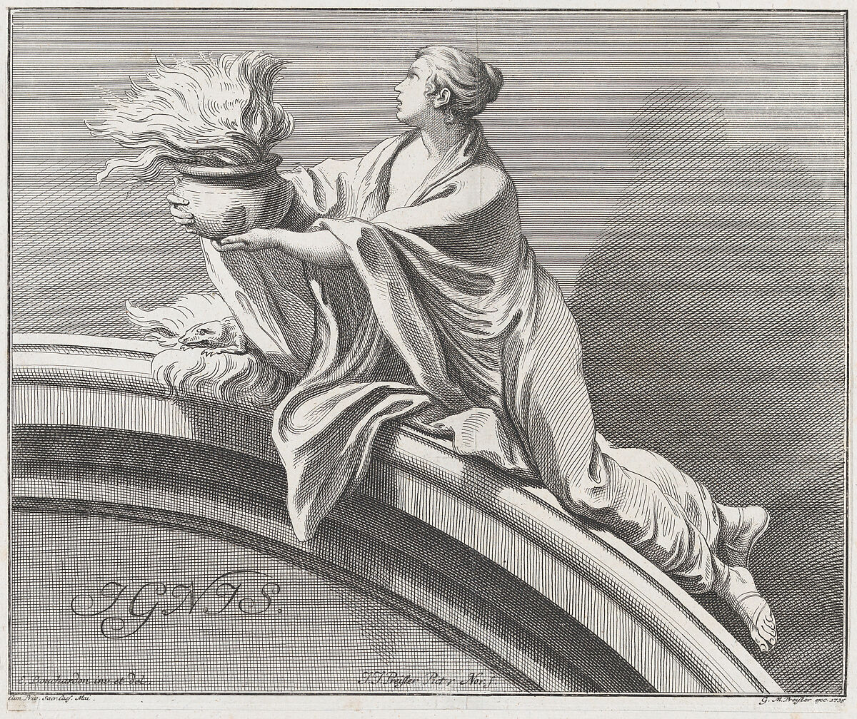 Fire, Johann Justin Preissler (German, 1698–1771), Engraving 