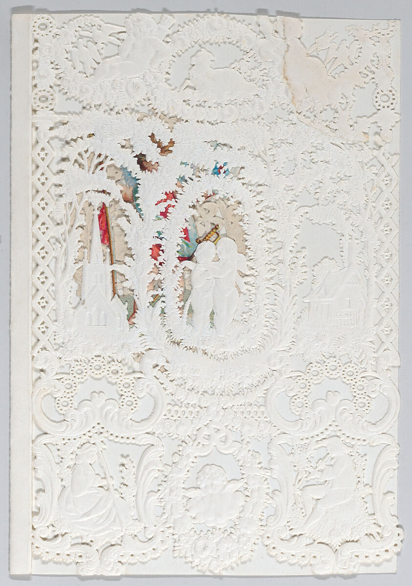 Valentine, Anonymous, Open-work cameo embossed  lace paper, die cut scrap