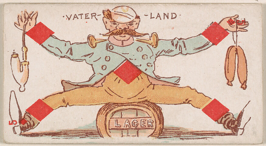 Five of Diamonds, Vater-Land, from Harlequin Cards, 2nd Series (N220) issued by Kinney Bros., Issued by Kinney Brothers Tobacco Company, Commercial color lithograph 