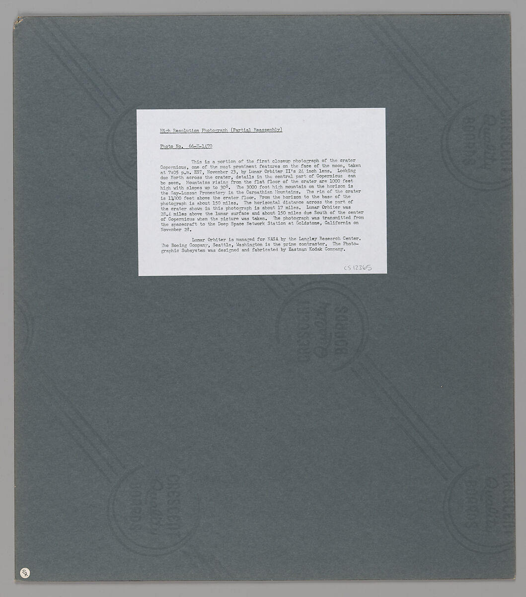 Close-Up of Crater Copernicus, National Aeronautics and Space Administration (NASA), Gelatin silver prints