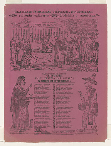 Broadsheet relating to the elegant and pretentious skeletons that become decayed and fetid
