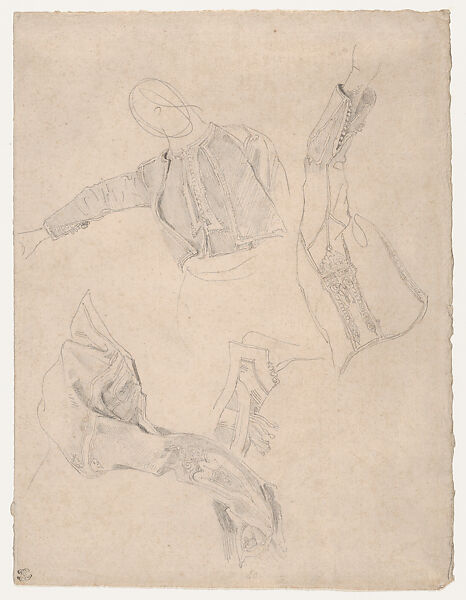 Study of Greek Costumes, Eugène Delacroix (French, Charenton-Saint-Maurice 1798–1863 Paris), Graphite on paper 