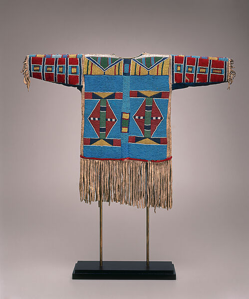 Boy's Shirt, Unrecorded Apsaalooke (Crow) Artist (Native American), Hide, glass, cotton, wool, sinew, Apsáalooke (Crow) 
